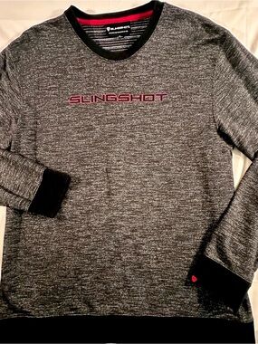 Men's Slingshot Gray Crewneck Sweater casual Ivy League preppy, streetwear Y2K